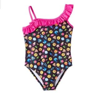 Emoji Ruffle Off The Shoulder one piece Swimsuit